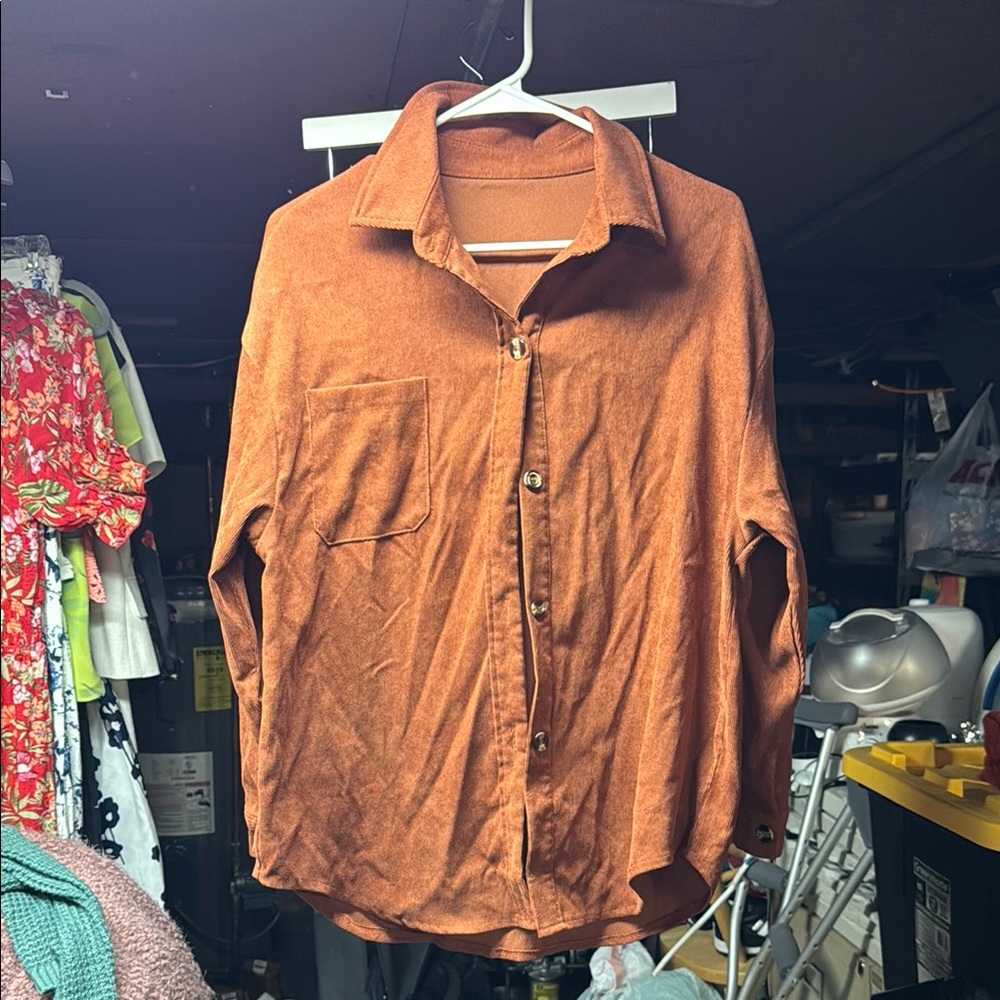 Rust Orange Button-Up Shirt
